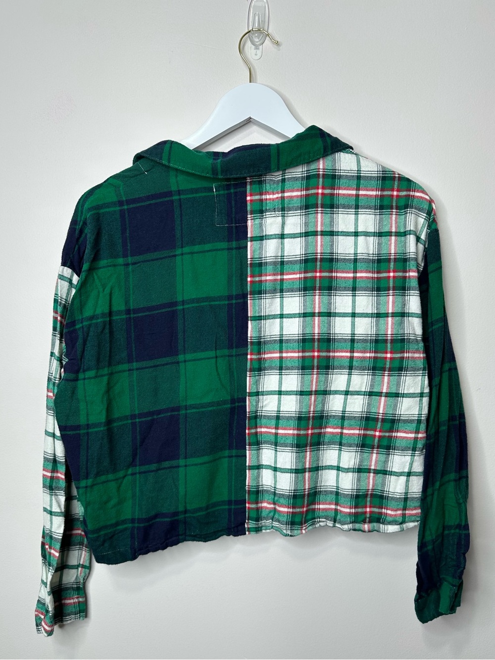 American Eagle Outfitters Lounge  Green Plaid‎ Cropped Button-Up Shirt XS - Picture 6 of 6